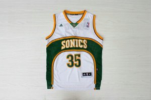 Maillot De Basket Seattle Supersonics Kevin Durant 35 Engrener Blanc